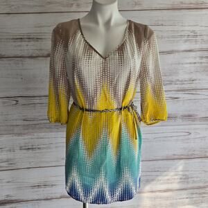 Guess by Marciano Polkadot Print Loose Fit 3/4 sleeve dress belted sz XS